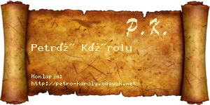 Petró Károly névjegykártya